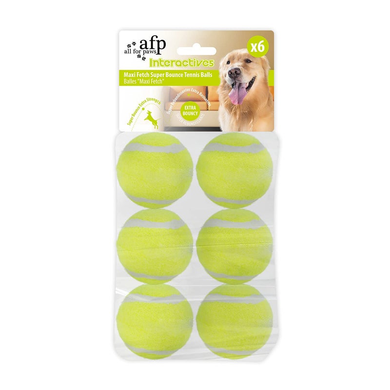 ALL FOR PAWS Interactive Super Bounce Tennis Balls Dog Toy, Pet Safe Toys for Exercise and Training, 2.5 Inch Diameter (6 Pack) - Image 1